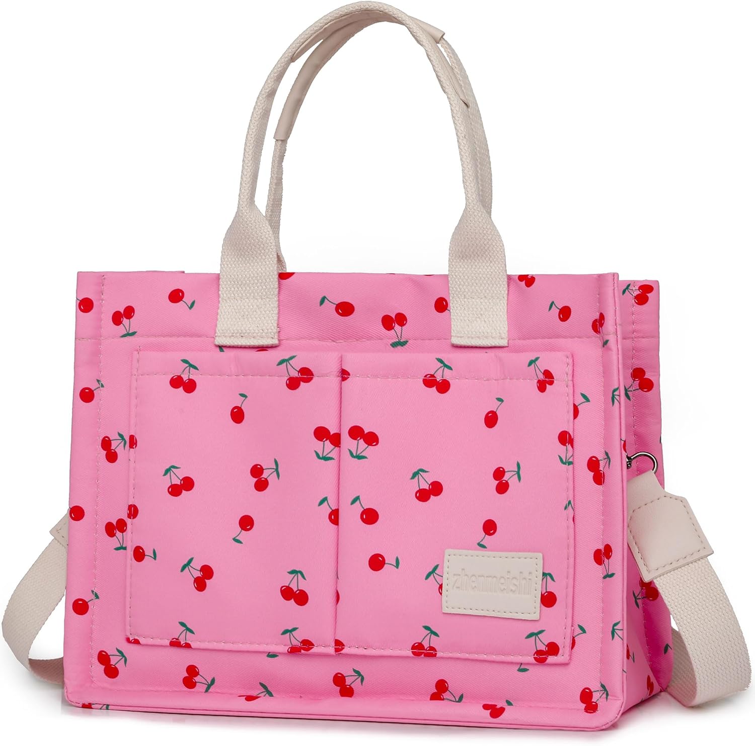 Tote Bag for Women,Canvas Cherry Tote Bags for Work Everything Tote Bag Crossbody Shoulder Handbags with Pockets