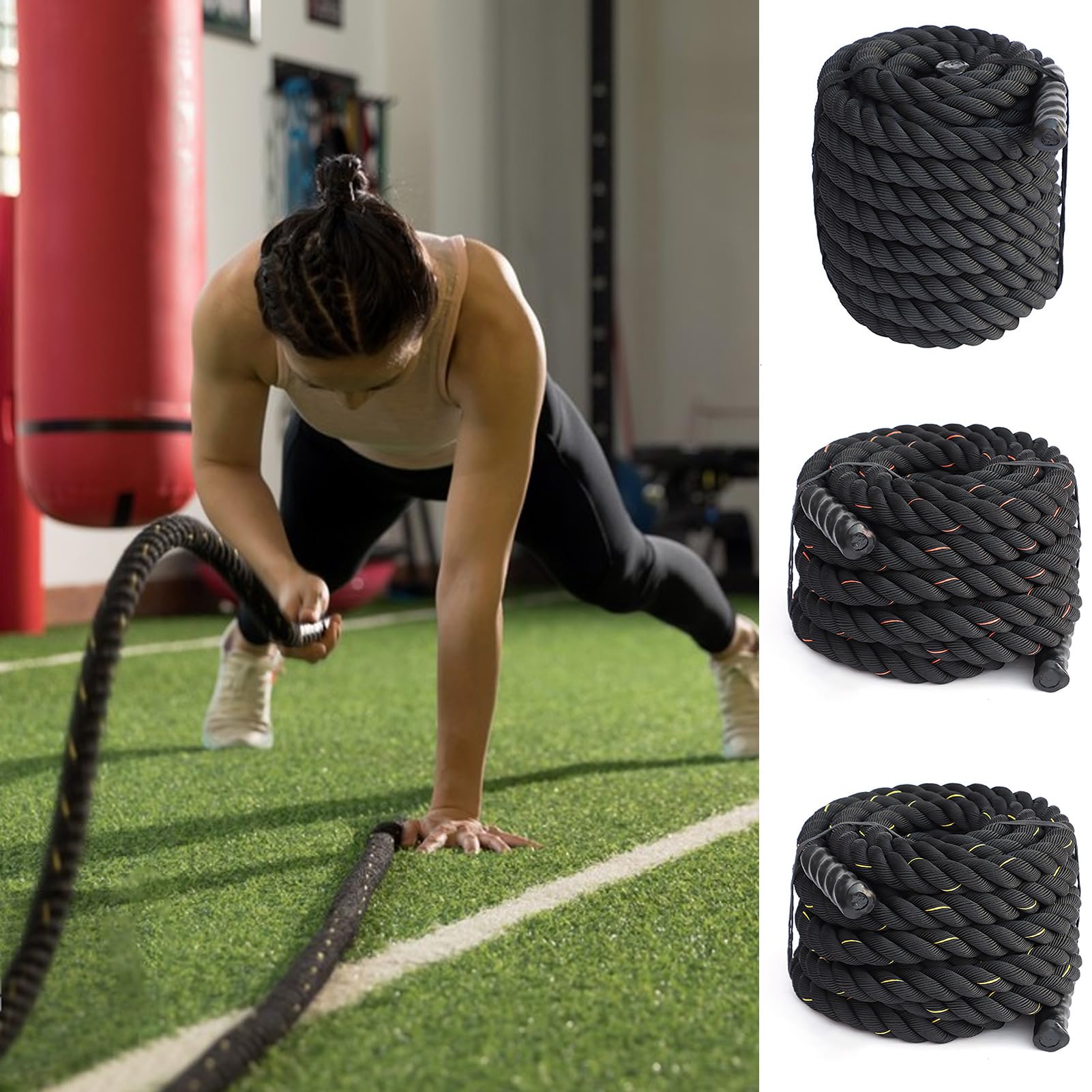 Corde à sauter lestée avec poignée antidérapante pour entraînement musculaire, équipement de fitness