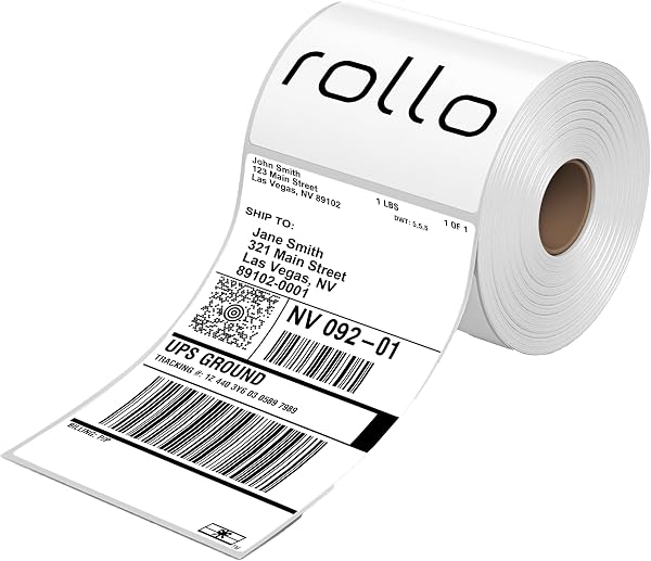 Rollo Direct Thermal Shipping Labels - 500 4x6 Thermal Label Roll - Perforated and Strong Adhesive (Commercial Grade)