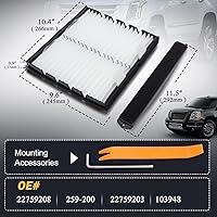 Vista 5 de Filtro de aire de cabina de repuesto Retrofit-OEM# 22759208 259-200 Compatible con Chevy Silverado Tahoe Avalanche Suburban 2007-2014, GMC Sierra