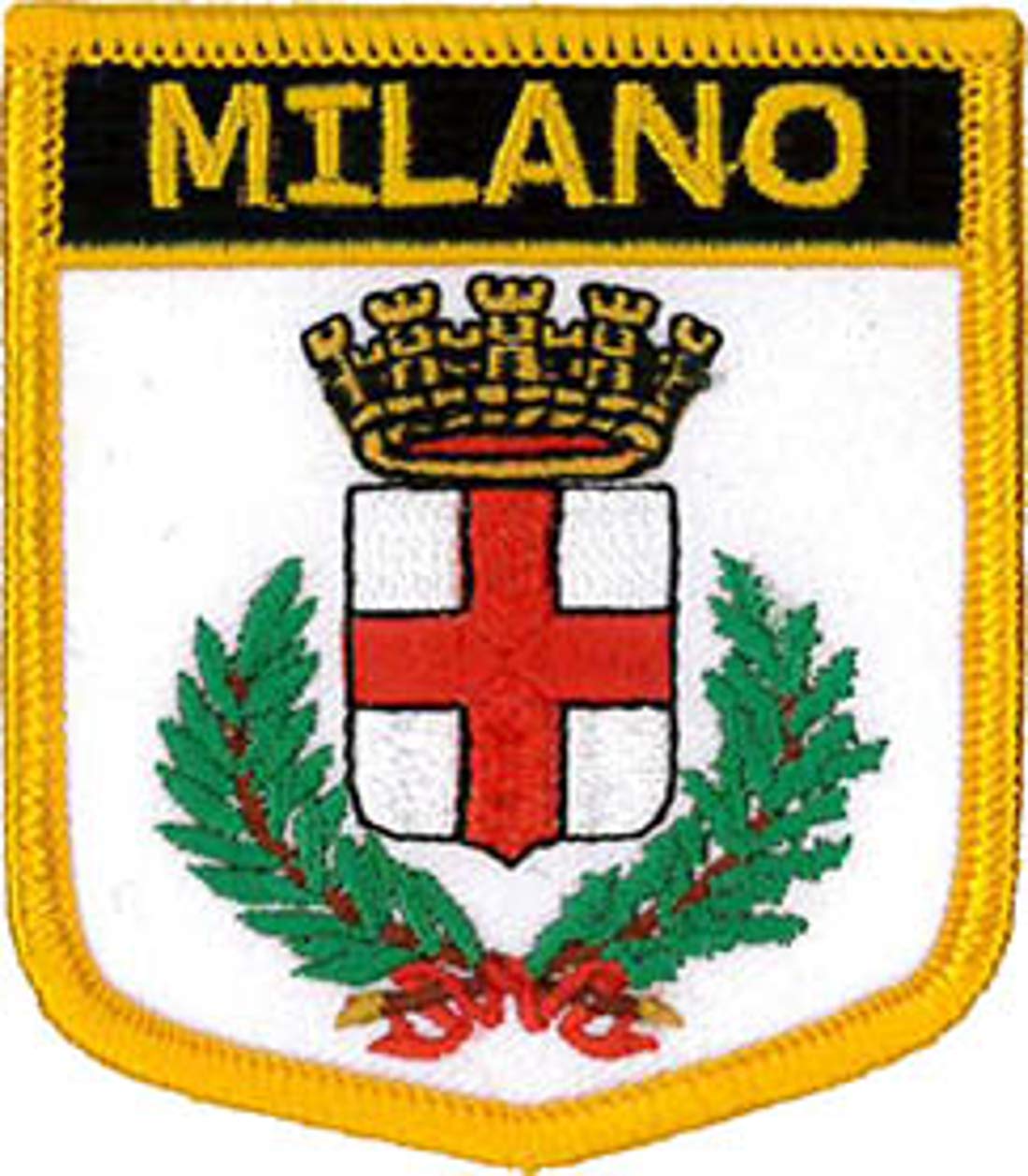 Patch Brodé Milan Thermocollant - Blason Armoiries Ville Milano Italie - 7,5 X 6 Cm - Idéal Customisation Vêtements, Sacs - 9