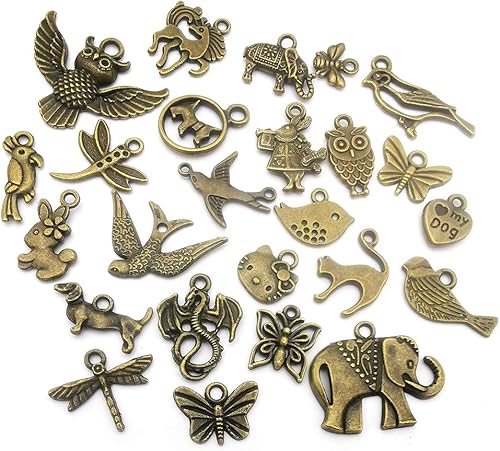 Miniatura 3 de 100 piezas de suministros para manualidades, trébol de plata antigua, flor, árbol de la vida, dijes para hacer joyas, manualidades, hallazgos,