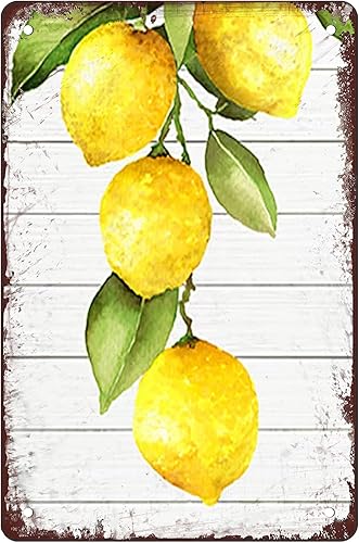 Decoración de limón para cocina, acuarela, limón, impresiones artísticas de pared, póster de hierro limón, pintura, letrero de hojalata, decoración
