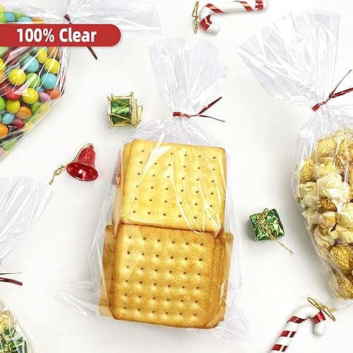 Miniatura 5 de Morepack Bolsas de celofán de 6 x 10 pulgadas, bolsas de celofán transparente con lazos giratorios, 100 unidades