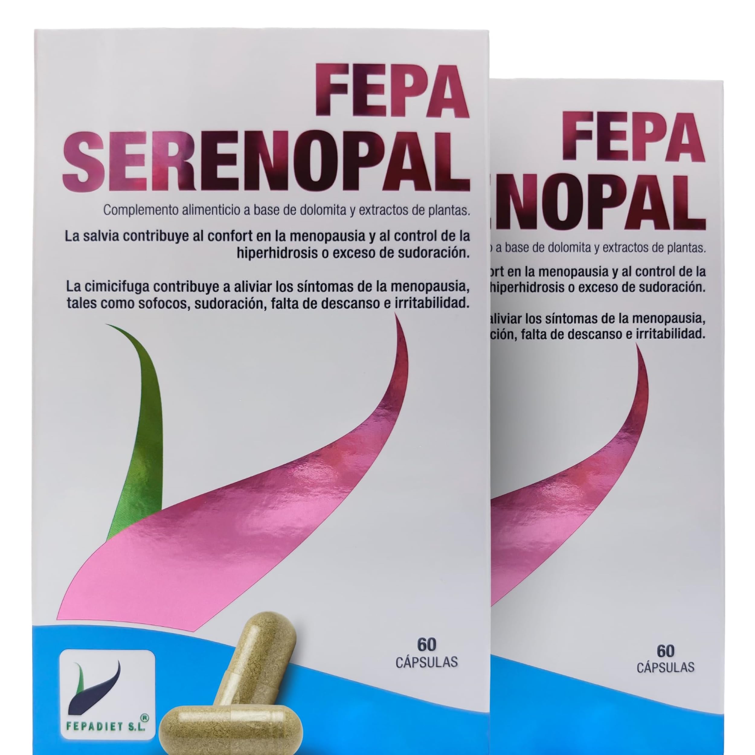 FEPA Serenopal – 60 Cápsulas Pack de 2 – Cápsulas con Extractos de Salvia y Cimicífuga – Complemento Alimenticio para el Apoyo Nutricional, Confort y Bienestar – Fepadiet
