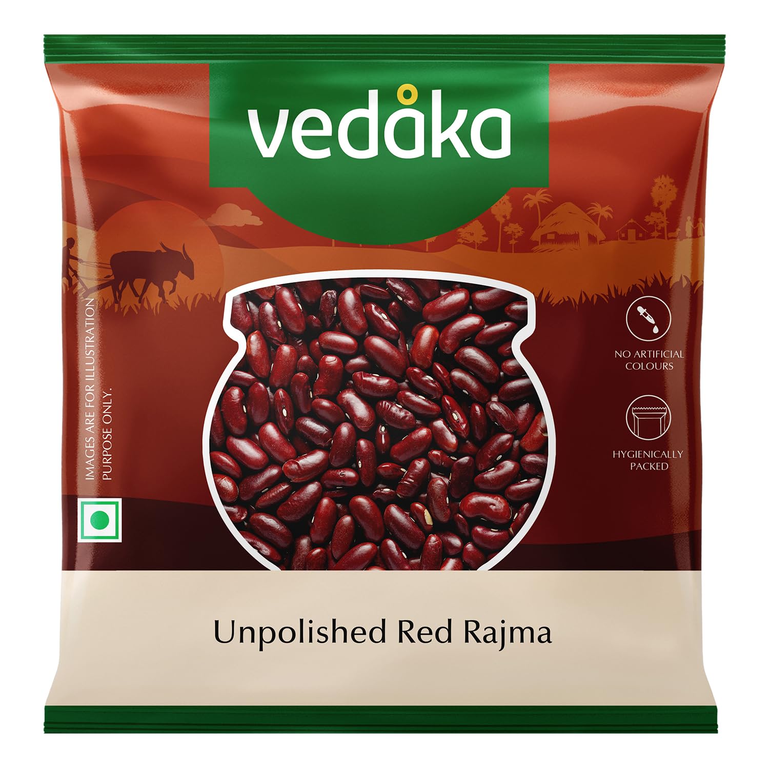 Amazon Brand – Vedaka Unpolished Red Rajma | 500 G | Premium Red Rajma
