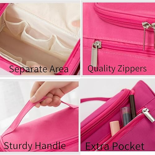 Miniatura 3 de Bolsas de cosméticos para mujer, bolsa de maquillaje de viaje con asa, bolsa de aseo para mujer, bolsa organizadora de maquillaje de gran capacidad,