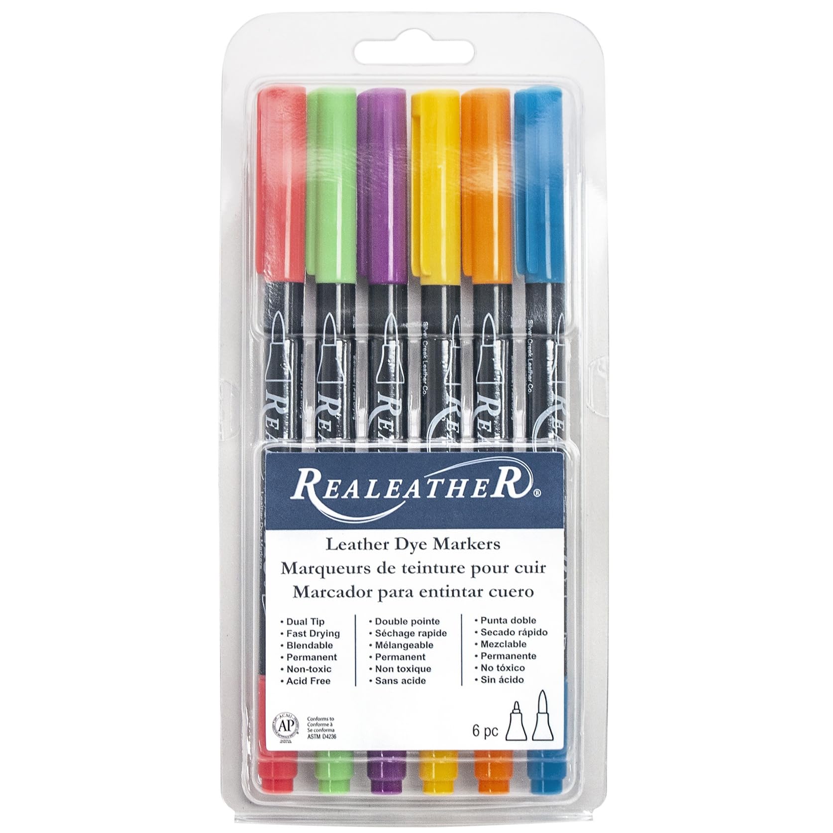 Realeather Crafts Leather Markers 6/Pkg-Brights