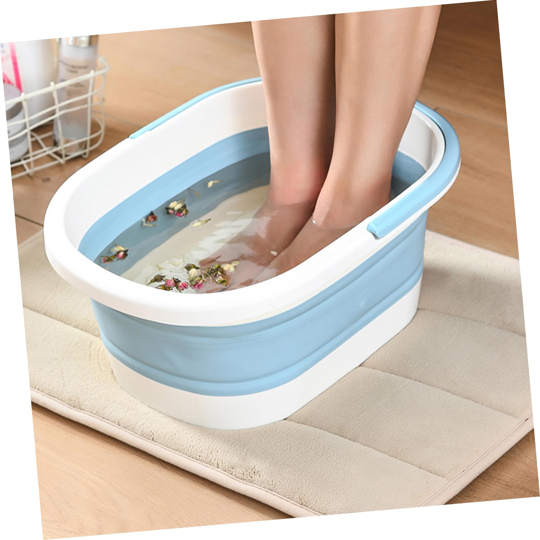 Faltbarer Fußbadeeimer für Zuhause, Kinder, Reisen, Kunststoff Blau
