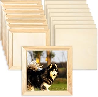 24 Pack 6 x 6 inch Wood Panel Boards, Unfinished Wood Canvas Panels Square Blank Wooden Panels for Painting Pouring, Arts Use with Oils, Acrylics and DIY Craft Projects