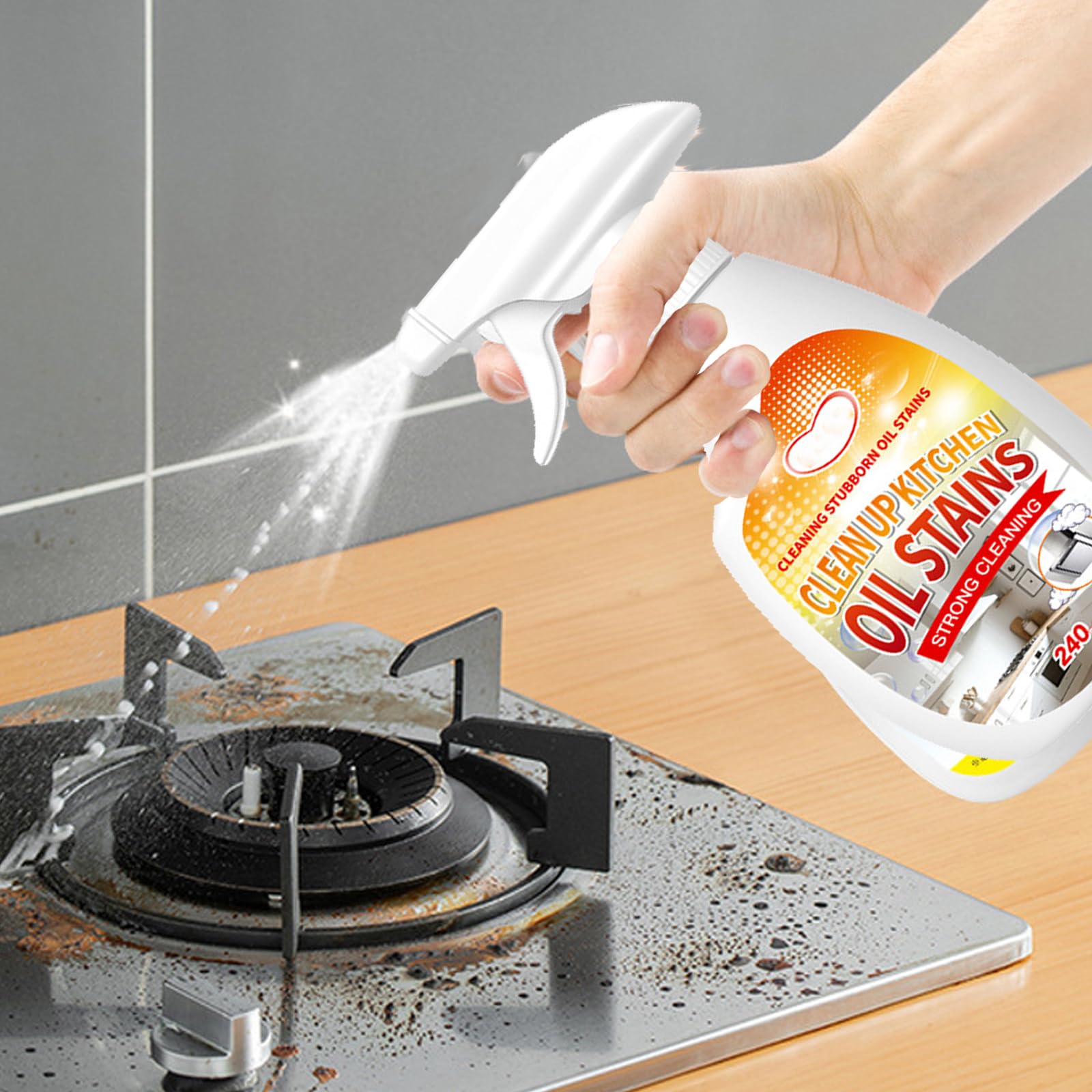 Dégraissant puissant, dégraissant pour cuisine, nettoyant dégraissant puissant en spray, pour cuisine, ménage, four, cuisinière et plus encore (2Pcs)