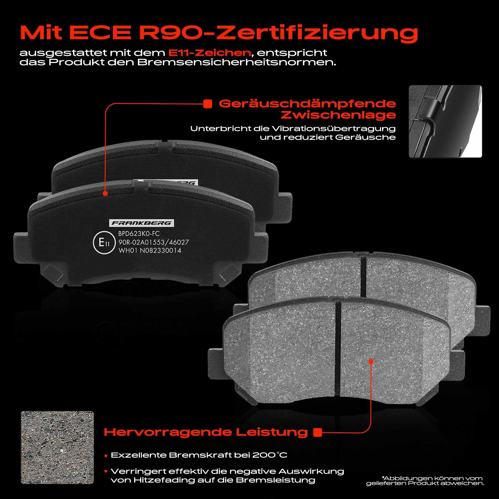 Frankberg Bremsensatz inkl. 2x Bremsscheiben + 4x Bremsbeläge Vorne Kompatibel mit CX-5 GH KE Replace# K0Y13328ZA,GHP933251