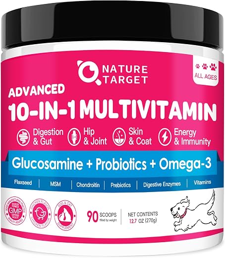 Dog Vitamins Powder, Probiotics & Digestive Enzymes for Gut Health, Glucosamine & Chondroitin & Omega 3, Complete Supplement for Homemade Dog Food, Joint & Skin & Immune Support, Dog Allergy Relief