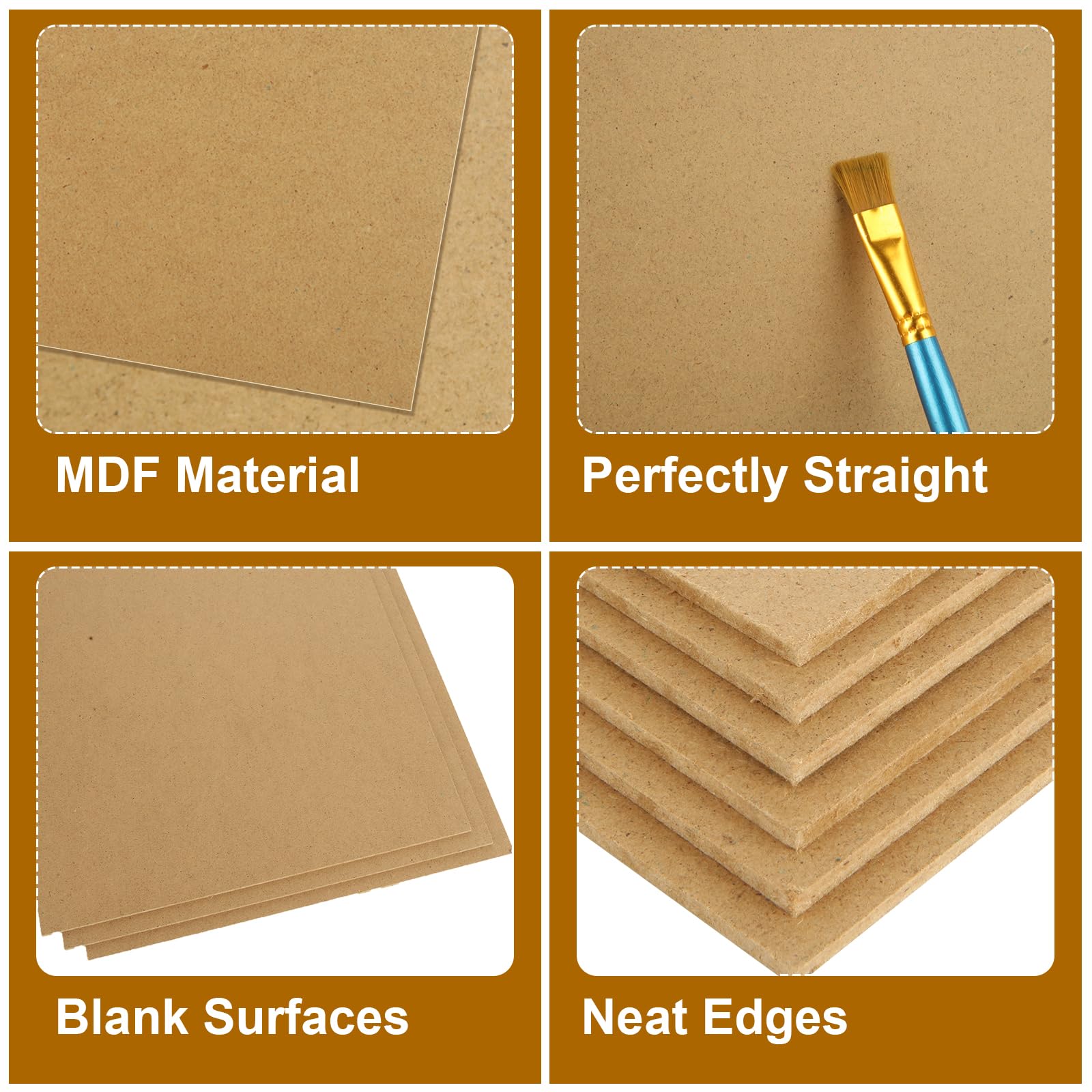 Pack De 7 Tableros De Madera MDF Para Manualidades - 40x30x0.3 Cm, Sin Acabar, Ideales Para Pintar, Tallar O Decorar