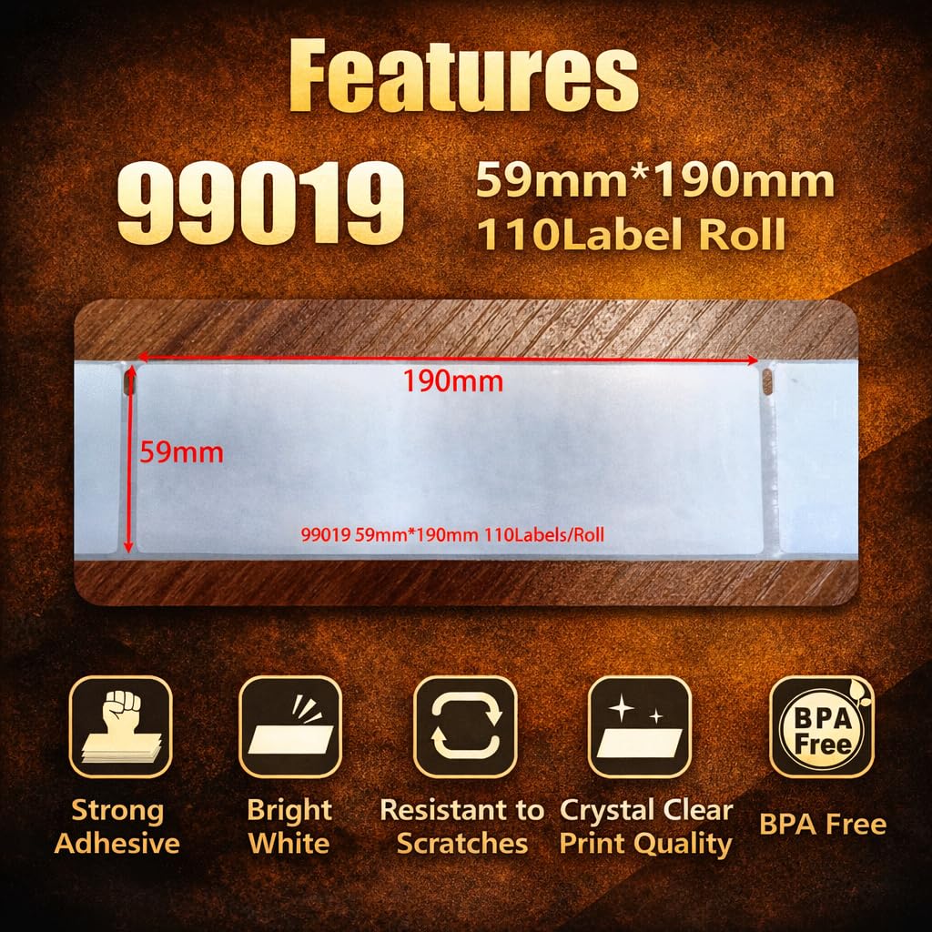 Yellow Yeti 20 Rotoli 99019 S0722480 Etichette adesive 59 x 190mm compatibili per DYMO LabelWriter 4XL 450 400 330 320 310 Duo/Turbo/Twin Turbo Seiko SLP 450 400 200 100 | 110 Etichette/Rotolo