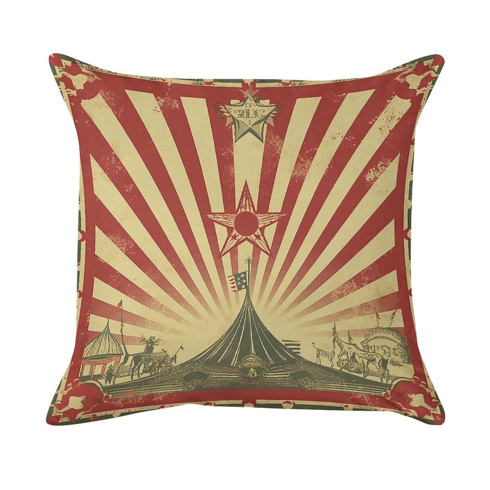 VstaDank Vintage Circus Background Pillow Covers Super Soft Pillow Cases Square Throw Pillowcase Decorative Luxury Cushion Cases Velvet Lumbar Pillow Shells with Zipper for All Seasons