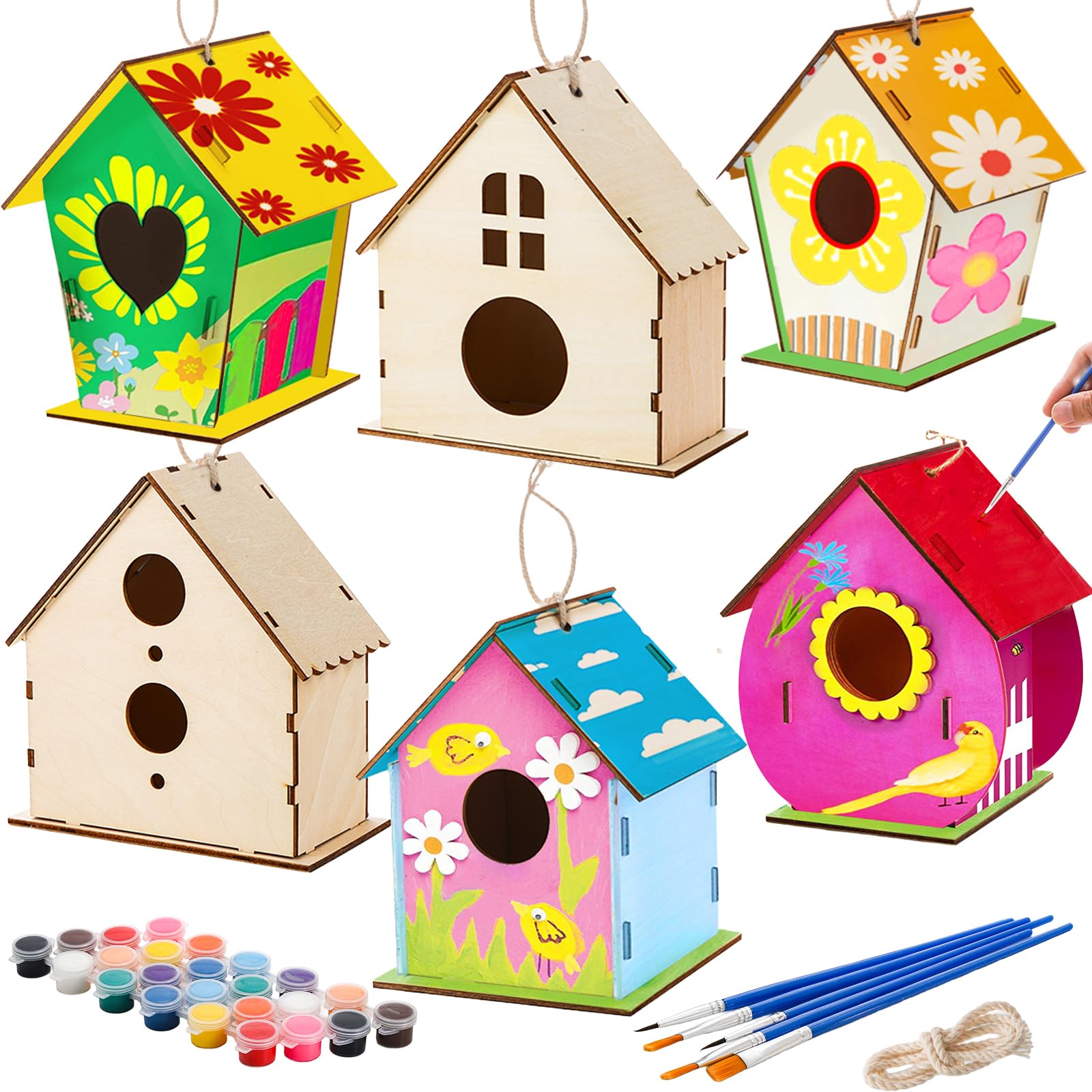 Amazon.com: Coloch 6 Pack DIY Birdhouse Kits, Wooden Crafts Arts