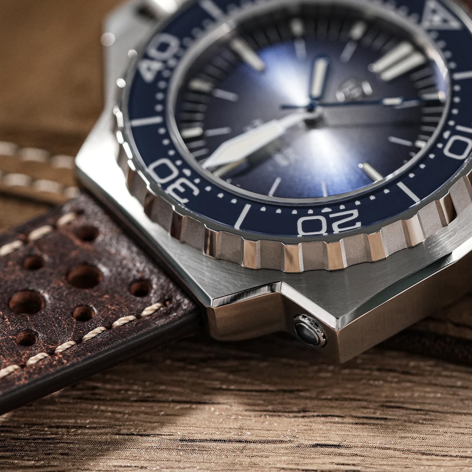 watchdives WD1968 - Orologio subacqueo da uomo, PT5000 PT5004, automatico, 49,8 mm, vetro zaffiro, BGW9, luce blu, impermeabile, con cinturino in pelle