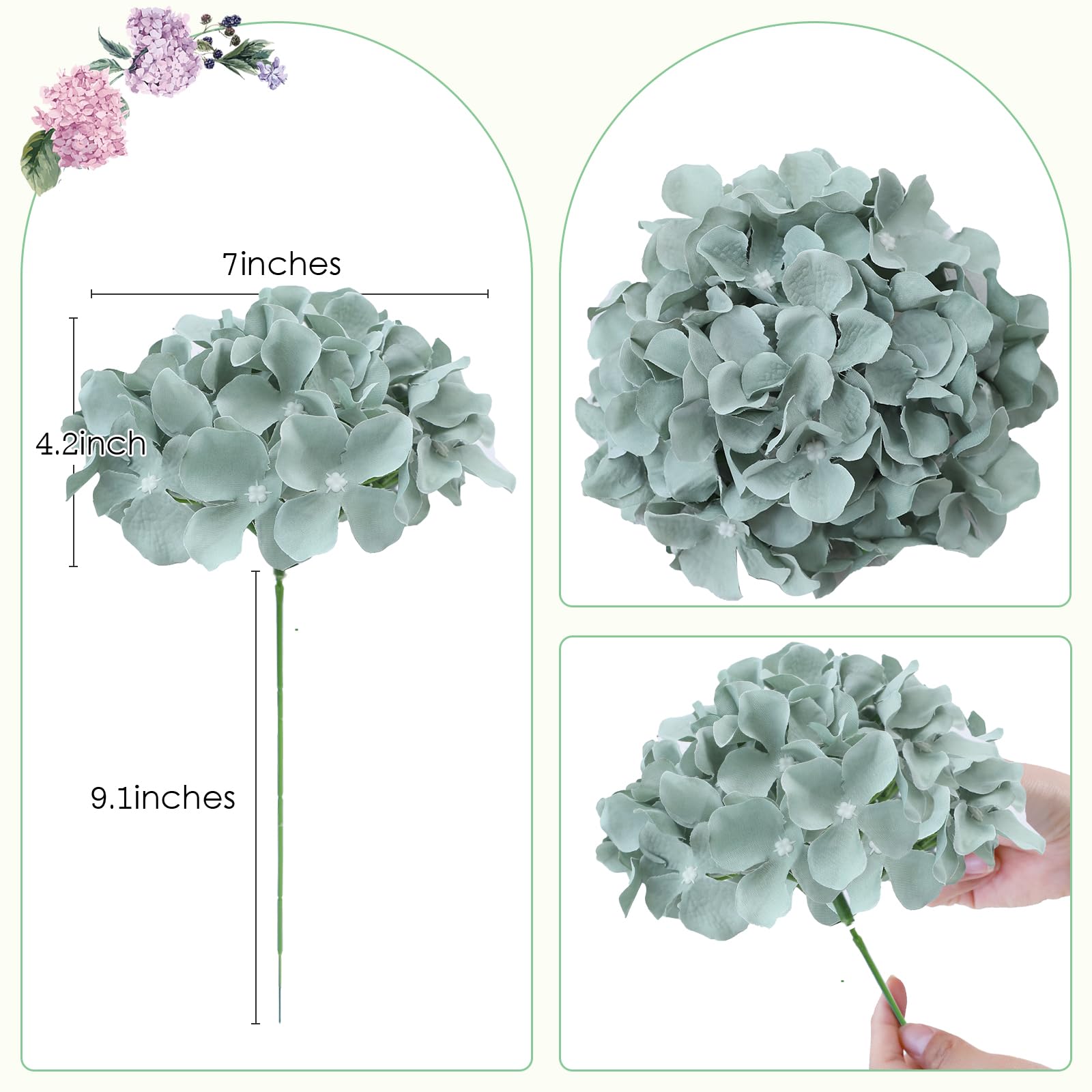 Kimura's Cabin Lot De 6 Fleurs D'hortensia Artificielles En Soie Avec Tiges Pour Maison, Mariage, Fête Prénatale, Fête D'anniversaire (rouge Foncé