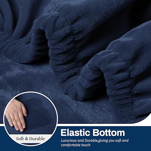 Miniatura 16 de Asnomy Fundas para sillas reclinables con bolsillos, funda elástica de terciopelo para sofá reclinable, 1 pieza, protector de muebles para perros