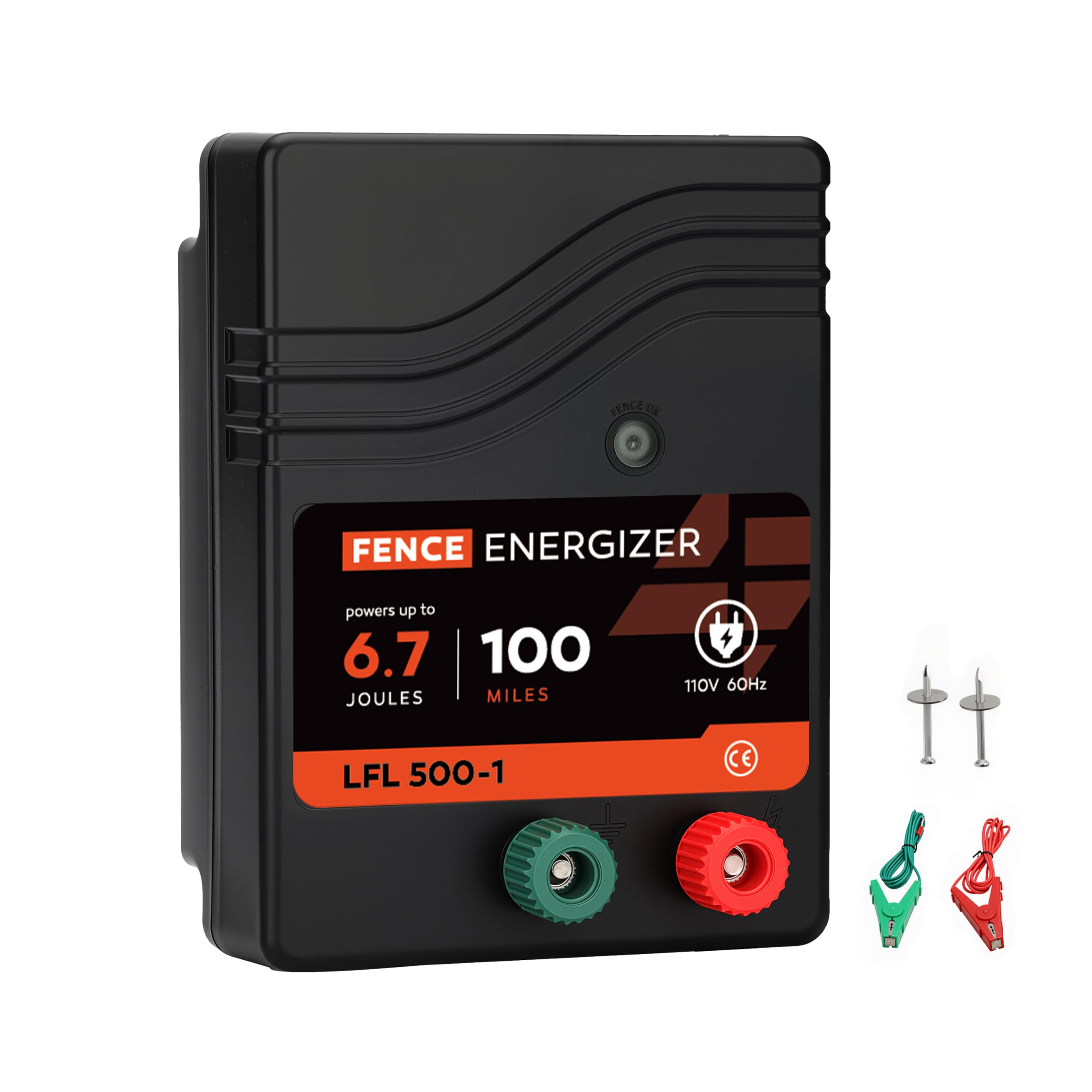 Photo 1 of Electric Fence Charger AC Powered 100 Miles 300 Acres, 110 Volt 6.7 Joule Plug-in Electric Fence Energizer, Output Voltage Max 10.2 kV for Livestock, Preventing Predators from Intruding