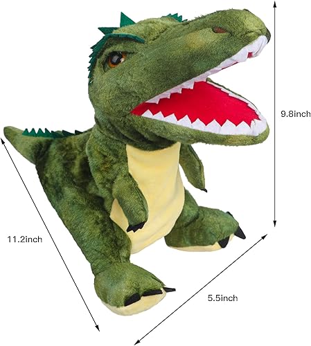 Miniatura 7 de Marionetas de mano, lindo dinosaurio de peluche, marioneta de peluche, juguete de muñeca de juguete movible boca narración de historias figura de