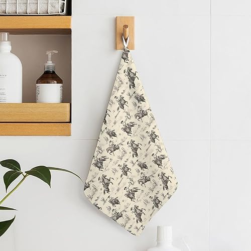 Miniatura 6 de Decorative Hand Towels for Bathroom - Retro Western Cowboy A Print Soft Absorbent Small Bath Hand Towels for Kitchen, Farmhouse, Spa, Hotel, Guest