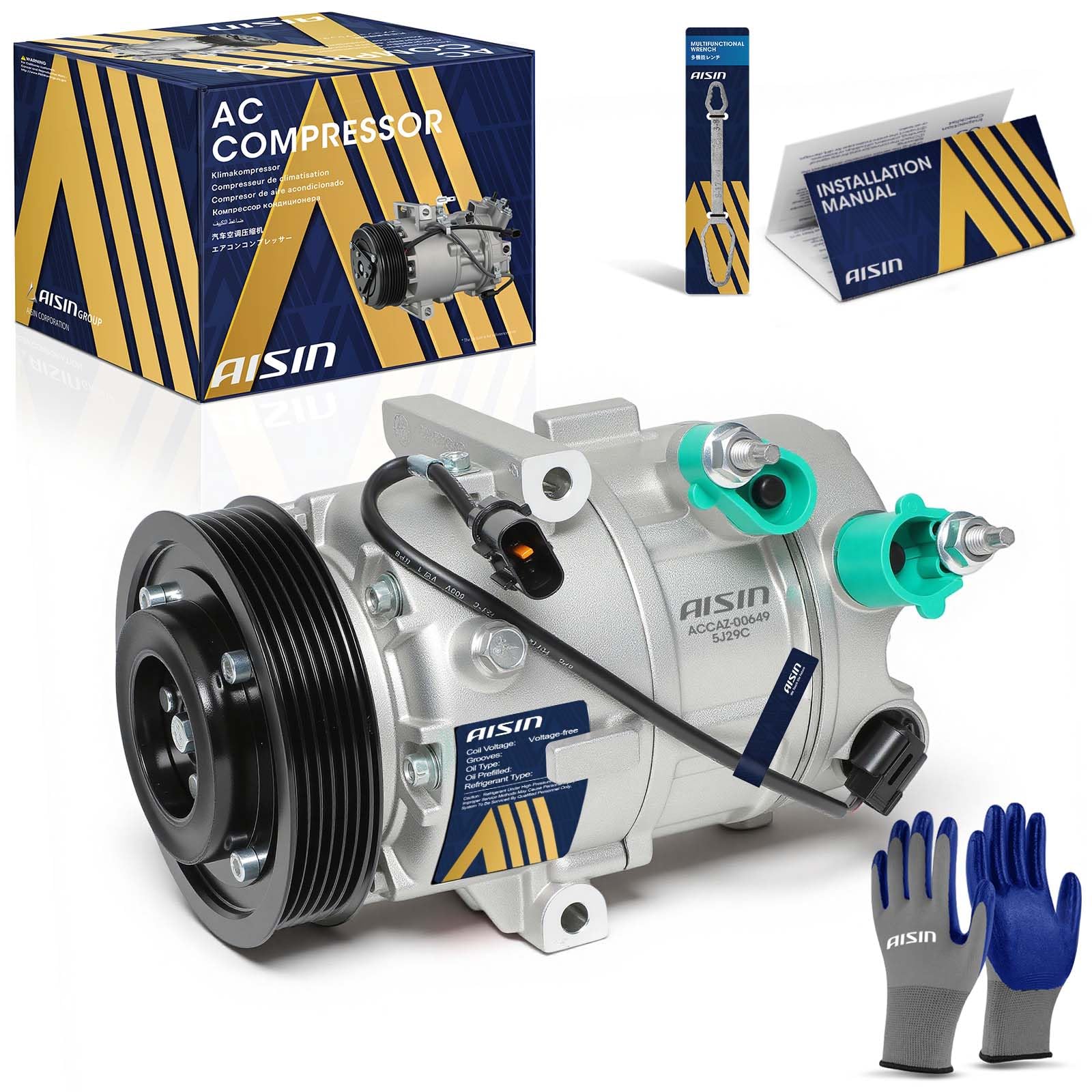 Photo 1 of AISIN AFTERMARKET ACCAZ-00649 Air Conditioning AC Compressor with Clutch