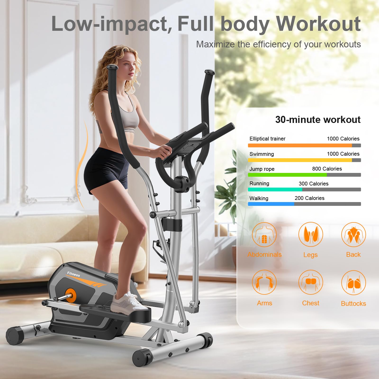 Neezee Crosstrainer für Zuhause mit Bluetooth-App,16-Stufiger Widerstandsstufen,6 kg Magnetischem Schwungrad,Ellipsentrainer mit LCD-Monitor,Pulssensor,Flaschenhalter-Gerätehalterung