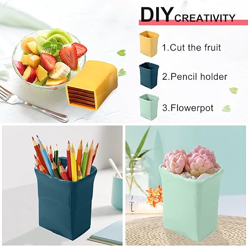 Miniatura 6 de 3 piezas de cortador de tazas con 3 cepillos de limpieza de huecos de acero inoxidable fresa rebanador de plátano rebanador de frutas cortadoras de