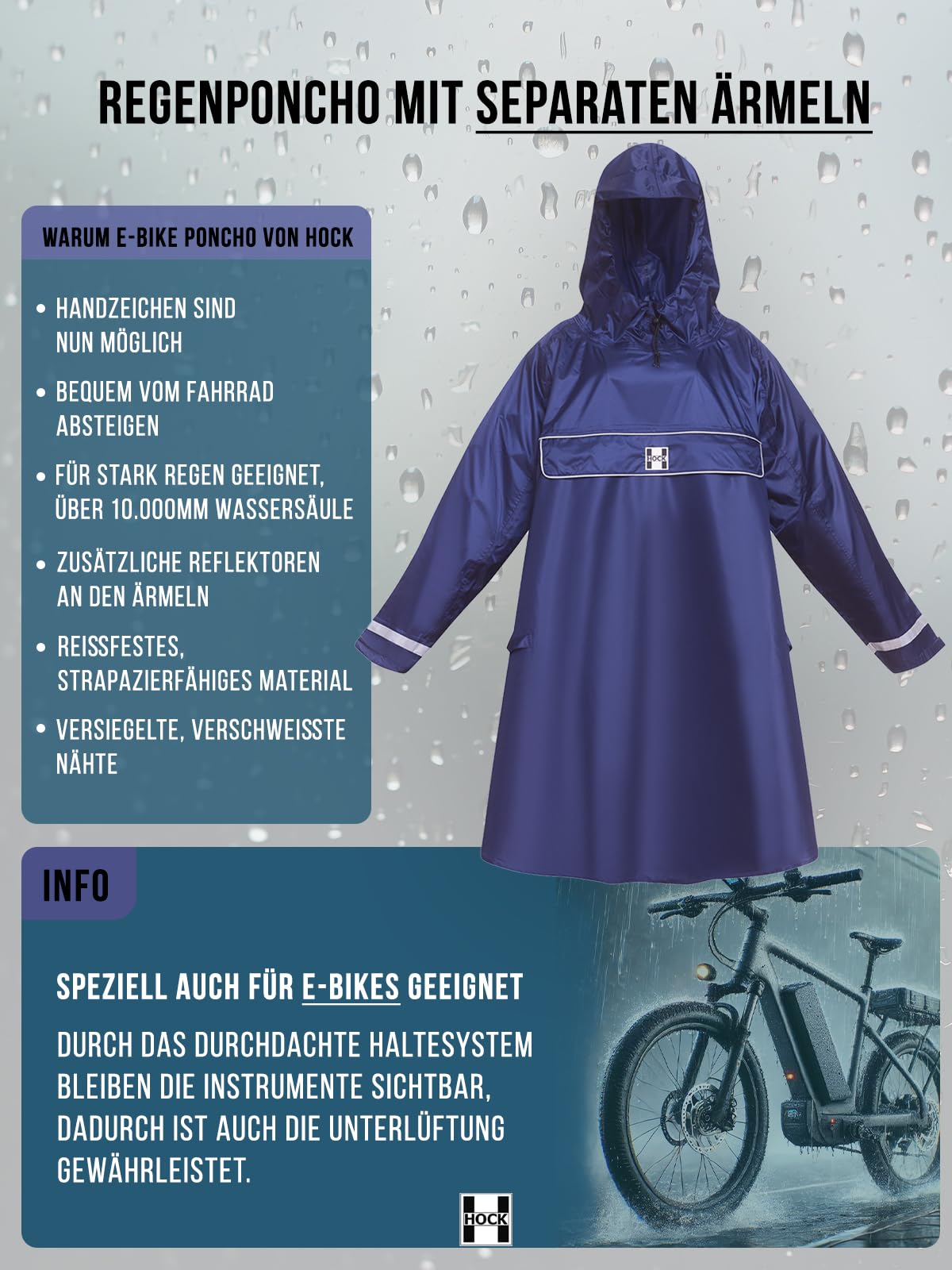 HOCK E-bike Poncho Poncho con maniche Unisex - Adulto