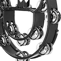 Vista 2 de Tambourine Half Moon Tambourine Cencerro, Drum Mounted Tambourine Bulk Hi Hat Tambourine Metal Jingles Musical Percussion Instrument with Mounting