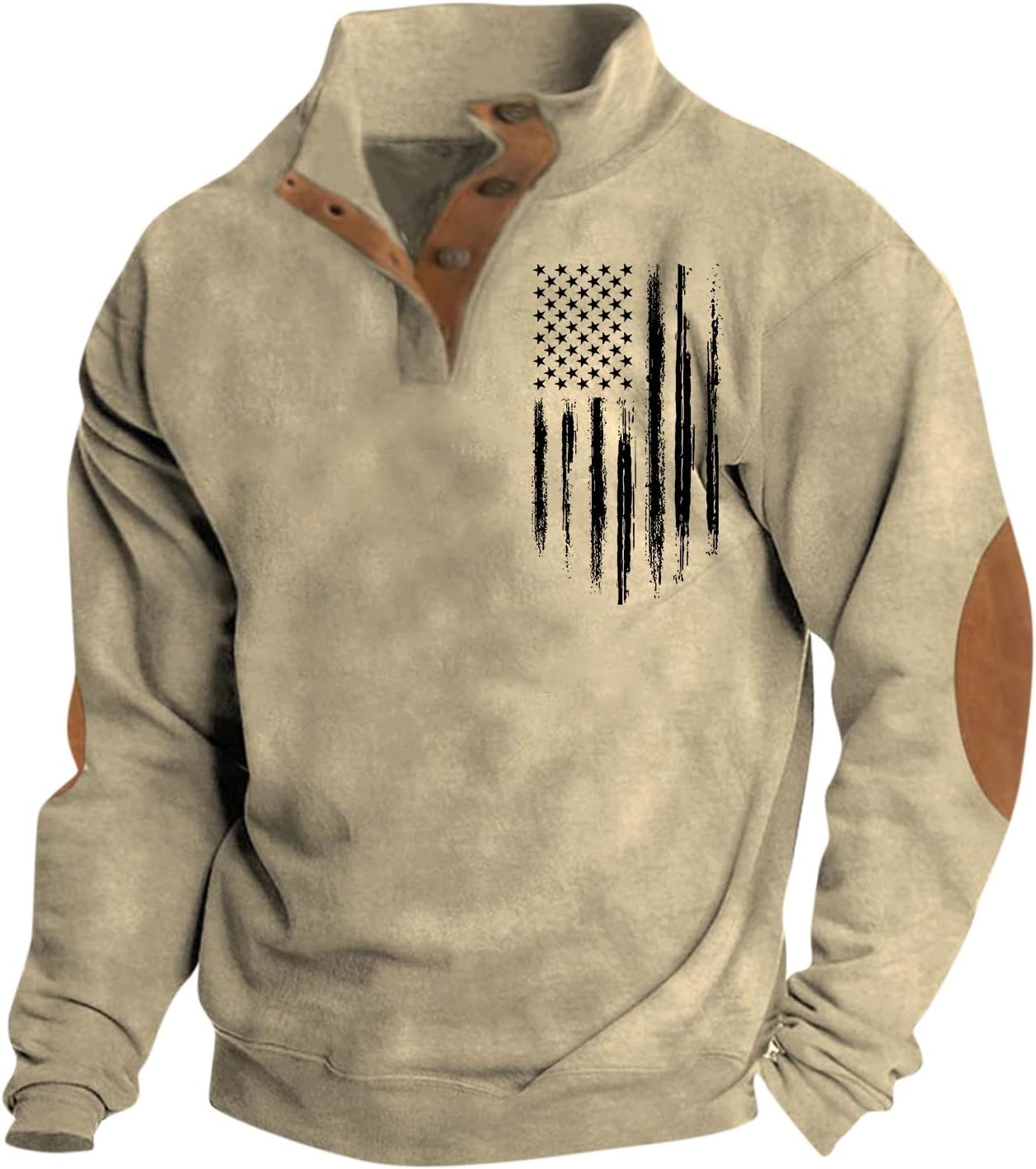 Sweatshirts for Men Fall Fashion 2025 Printed Standing Collor Button Up Shirt Casual Loose Athletic Shirt Top