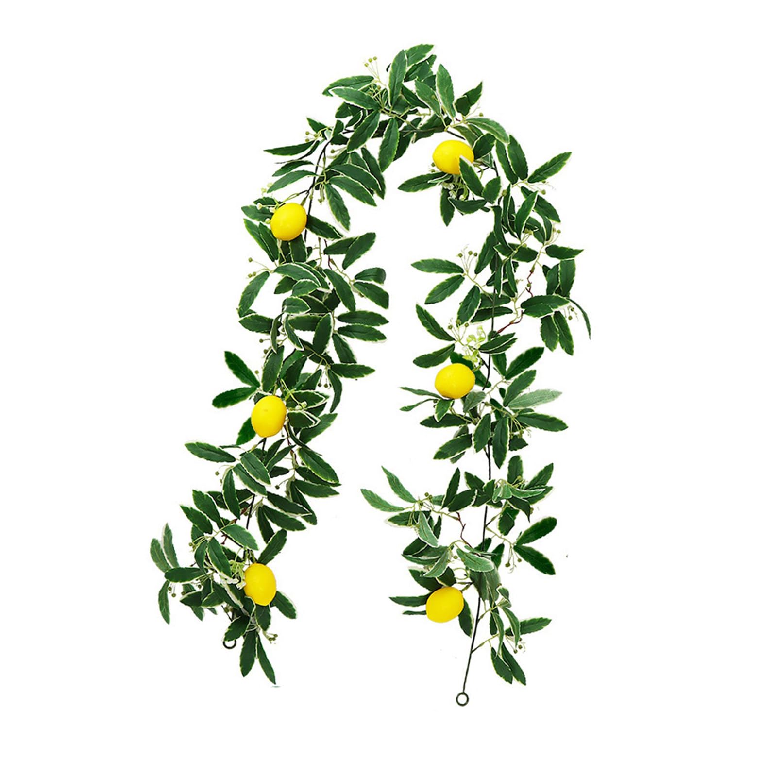 Buxuaaaa Bendable Lemon Foliages Garlands Weather Resistant Artificial Greeneries for Balconies Garden Parties Setups Decorative Piece Indoor Outdoor Lemon Decor