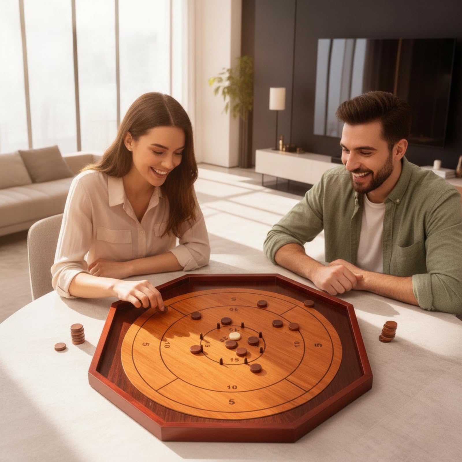 Gioco Canadese in Legno | Grande, Tavola da gioco di dischi canadese, Tradizionale, per Riunioni di Famiglia, Famiglie