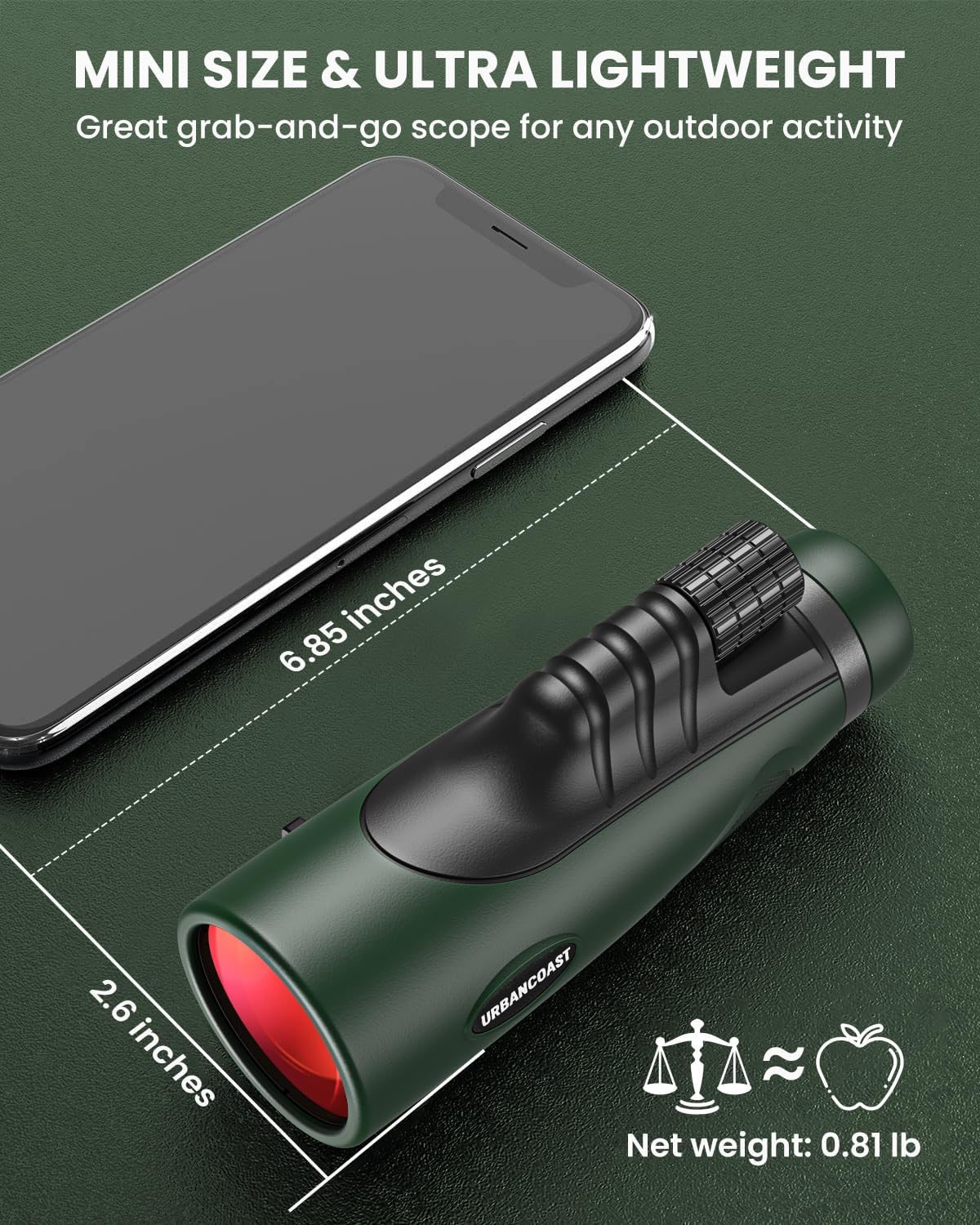 15X54 Monocular Telescope for Adults High Powered – Waterproof, BAK4 Prism, FMC Lens, Compact Spotting Scope for Bird Watching, Hunting Gear, Hiking Accessories, Travel & Camping Gifts