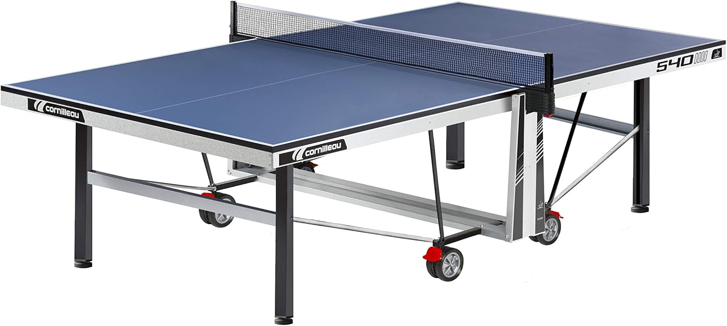 CORNILLEAU - 540 ITTF Indoor Table Tennis Table - Folding & Compact - Competition Table - 22mm Chipboard Top - Blue