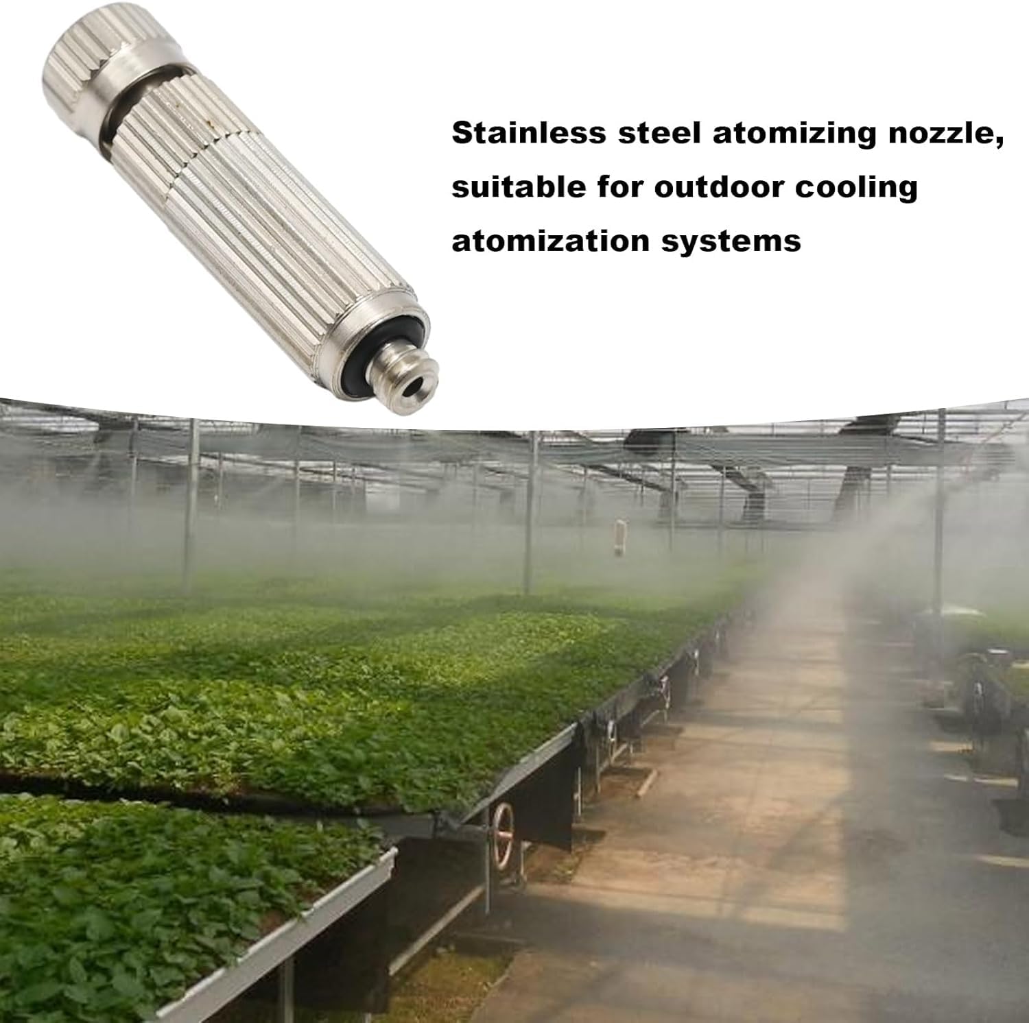 Buse de pulvérisation pour système de refroidissement (50 pièces) buse de pulvérisation anti-obstruction en acier inoxydable 10/24 UNC pour jardin de terrasse 0,15 mm de diamètre d'orifice en acier