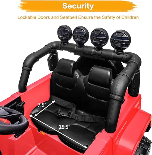 Miniatura 5 de Auto eléctrico de 12 V para niños con control remoto, calcomanías de bricolaje, 2 motores, luces LED, puertas de función completa, reproductor de