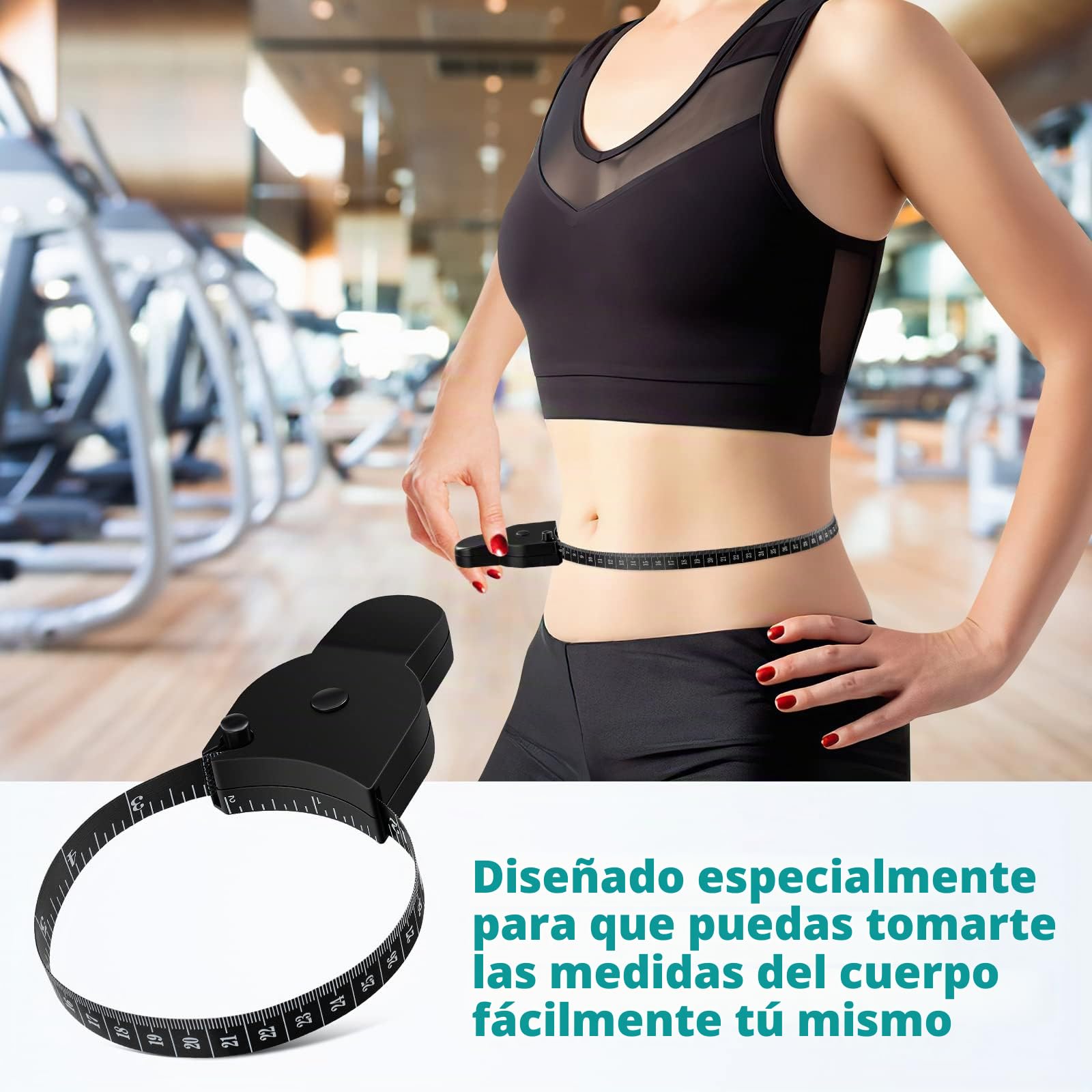 Cinta Métrica Retráctil para el Cuerpo con Botón y Bloqueo - Herramienta de Medición Precisa para Fitness y Uso Personal - Mide Cintura Pecho Caderas Brazos y Muslos - Cinta Auto-Bloqueante
