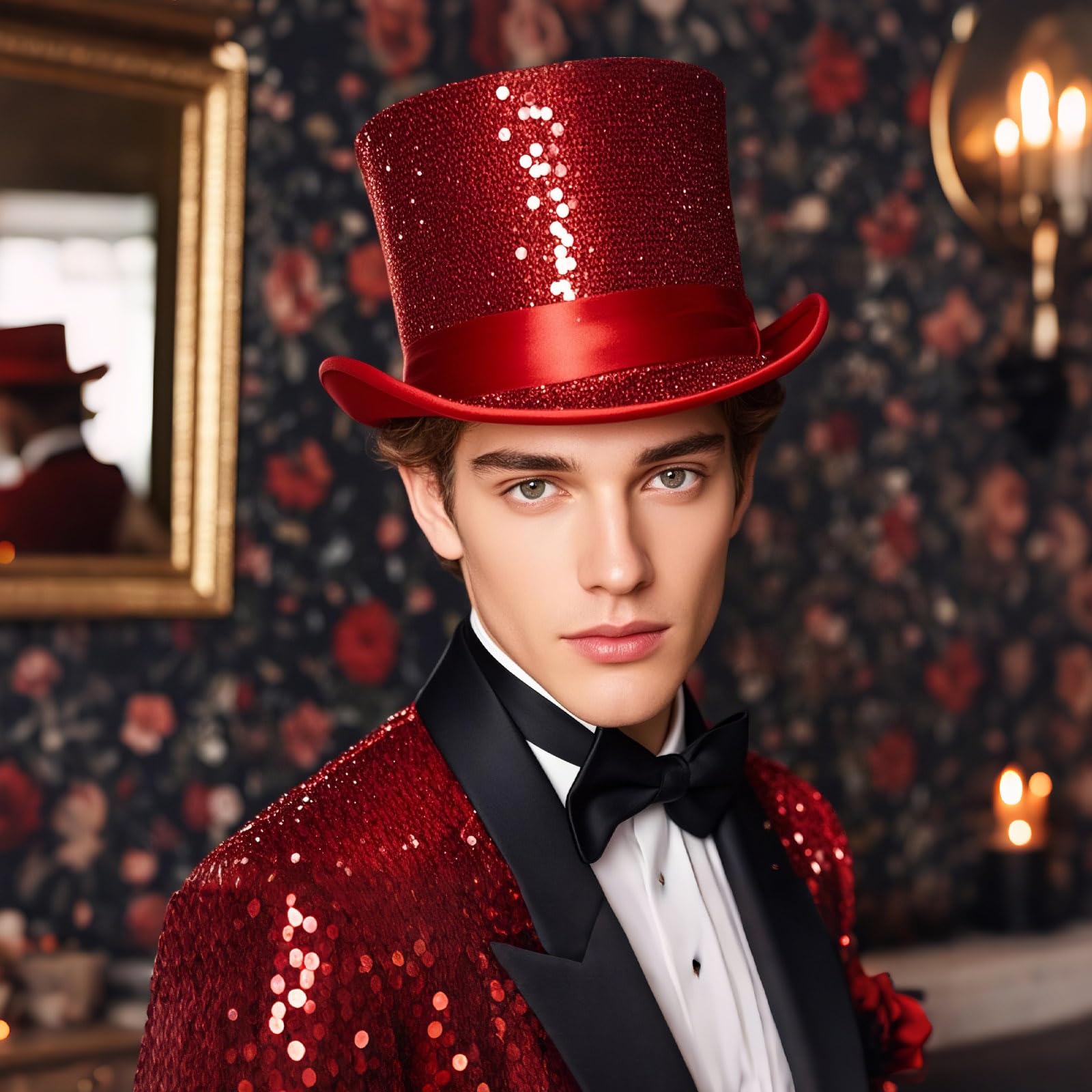 powerking Top Hats for Men Women Adults Shiny Tuxedo Costume Magician Hat Victorian Dress Up Christmas Topper Hats - Image 4