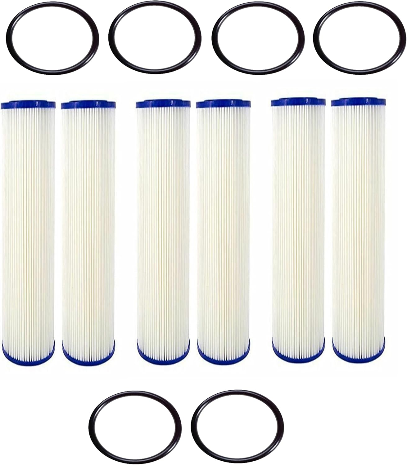 CFS - 4 Pack Pleated Sediment Water Filter Cartridges And 4 O-Rings Compatible with ECP5-BB, AP810-2, HDC3001, CP5-BB, SPC-45-1005, ECP1-20BB Models – Replacement Water Filter Cartridge – 5 Micron
