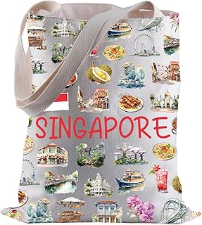 BLUPARK Singapore Shopping Bag Singapore Travel Gift Singapore Pride Gift Singapore Food Lovers Gift Singapore Trip Gift