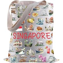 BLUPARK Singapore Shopping Bag Singapore Travel Gift Singapore Pride Gift Singapore Food Lovers Gift Singapore Trip Gift