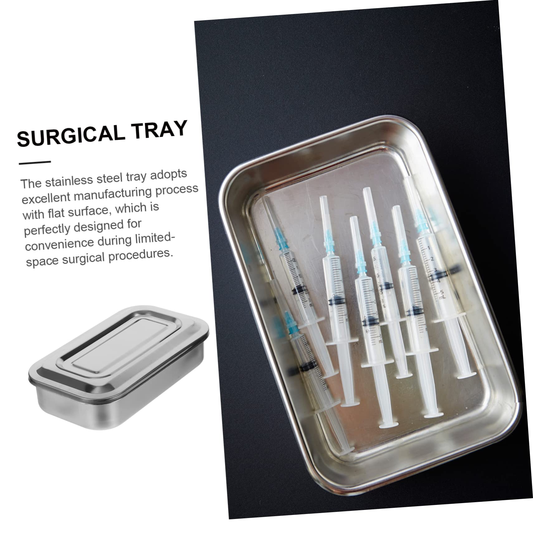 CANIGHT Vassoio Inox con da 8 Pollici per Utensili Dentali e Odontoiatrici Facile da e