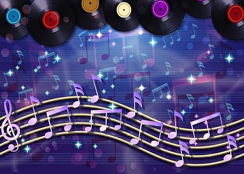 Miniatura 4 de CORFOTO Telón de fondo musical de 5 x 3 pies, diseño retro, notas musicales, fondo musical abstracto, decoración de fiesta, fotografía, fondo,