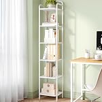 Hzuaneri Bibliothèque bibliothèque, étagère de livre étroite, organisateur de rangement industriel coin, étager mince pour le bureau à la maison, salon, chambre à coucher, cuisine, 6-Tier Brun rustique et noir BC24601B