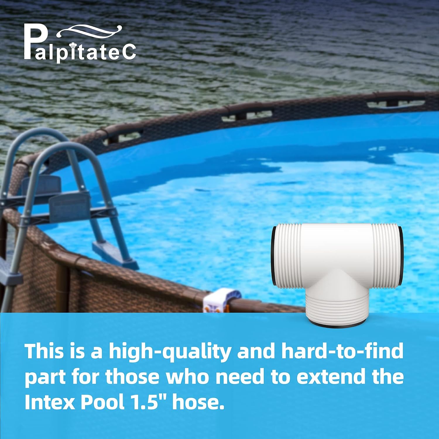 1.5" to 1.5" Pool Hose T Splitter Connector Compatible with Intex Coleman Filter Pumps Hose, Salt Systems, Chlorine Generators - T Joint Hose Adapter, Above Ground Pool Hose Connector Parts 2 Pack