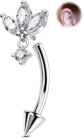 Golden Tear Drop Rook Piercing gebogen Barbell gesetzt 16g..8mm..3mm Kugel(E01G
