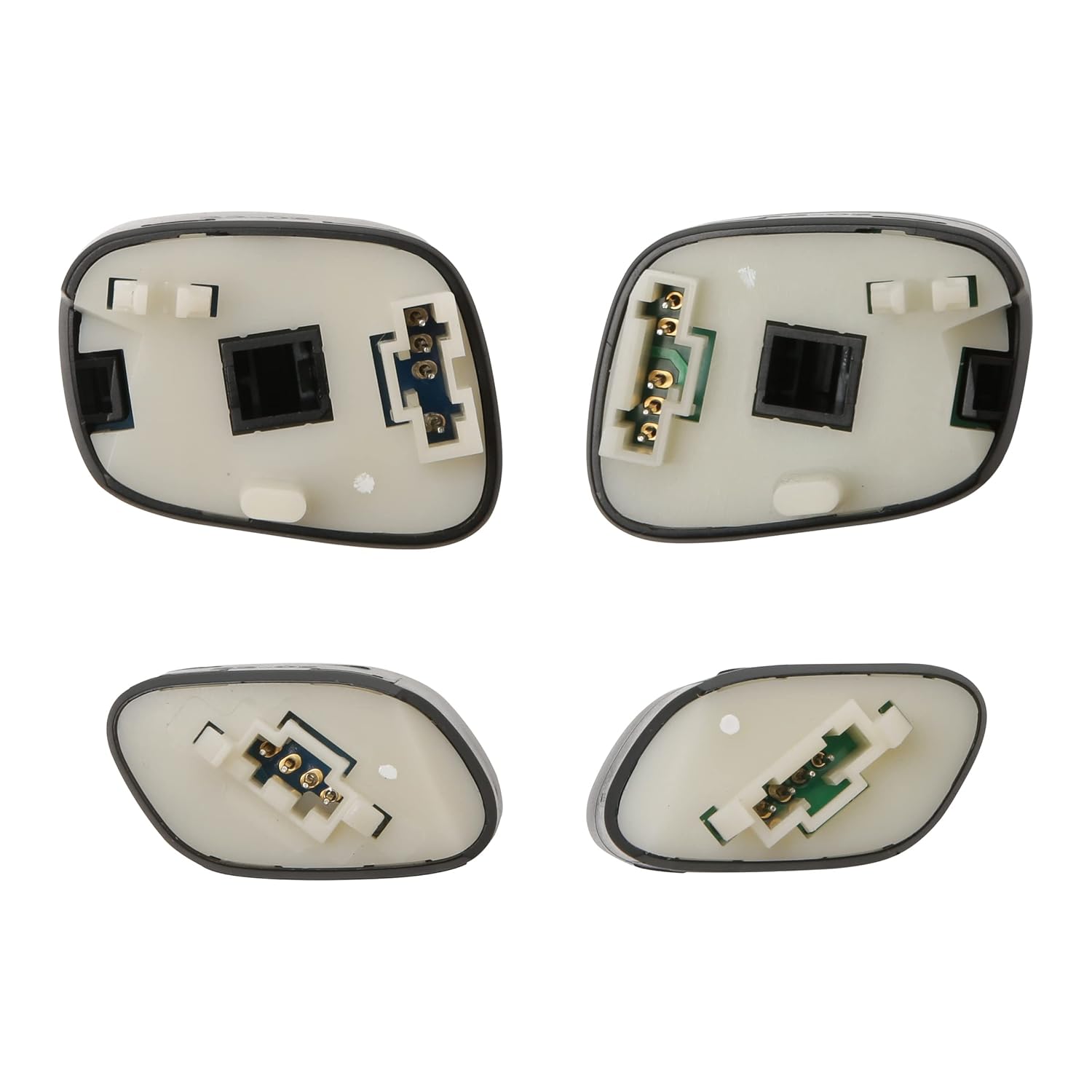 Rear view of the steering wheel control switches showing electrical connectors